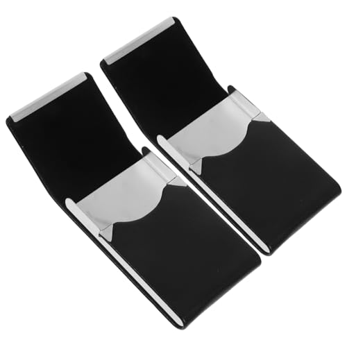 SOPOTUTU 2 Stücke PU Leder Visitenkartenetui mit Magnetverschluss Schlanker Kartenhalter für Geschäftsleute für Damen und Platz für Mehrere Karten Tragbar und Elegant von SOPOTUTU