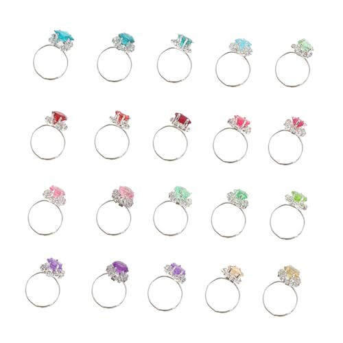 SOPOTUTU 20 Stück Teiliges Kinderschmuck Simulation Diamantringe Bunte Modeschmuck Ringe für Mädchen als Langlebig und Komfortabel aus Hochwertiger Zufällige Farbe Zufällige Farbe von SOPOTUTU