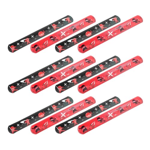 SOPOTUTU 24 Stück Teiliges Ninja Schnapparmband PVC Slap Armbänder mit Langlebigem Ninja motiv Leichte Kinderparty goodies Einfach Anzulegen als Geburtstagsgeschenk und Mitgebsel von SOPOTUTU