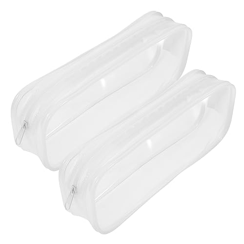 SOPOTUTU 2 Stück Transparentes Federmäppchen mit Großem Fassungsvermögen Reißverschluss für Schule Stifte Organizer für Kinder und Erwachsene von SOPOTUTU