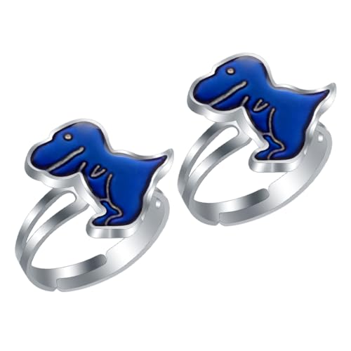 SOPOTUTU 2stücke Dekorativer Stimmungsring Zarter Junge Mädchen Ring Multifunktionaler Junge Mädchen Ring Accessoires Farbwechselnder Stimmungsring Hübscher Dinosaurierform Dinosaurier von SOPOTUTU
