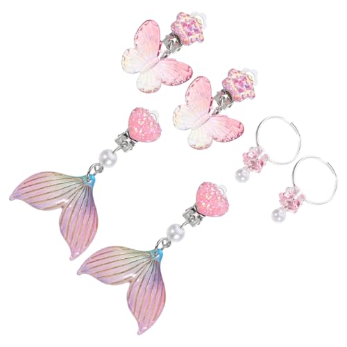 SOPOTUTU 3 Paare Mädchen Ohrclips ohne Ohrlöcher Süße Clip Ohrringe in Buntem Hautfreundlich Bequem Tragbar Kreativer Ohrschmuck für Modische Ohrdekoration von SOPOTUTU