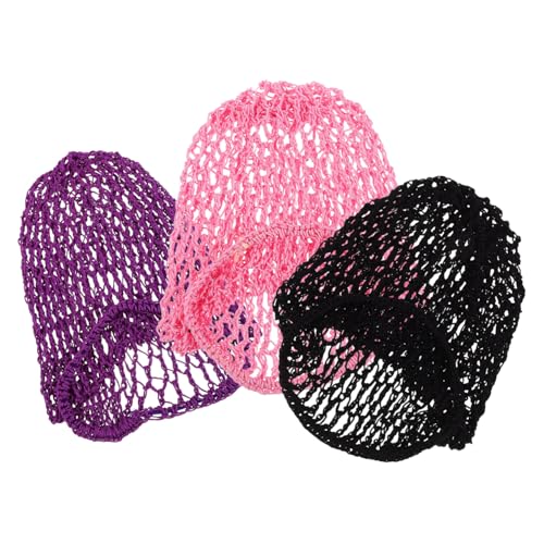 SOPOTUTU 3stücke Haarnetze Für Damen Gehäkelte Netze Elastische Haarnetze Für Frauen Handgehäkelte Atmungsaktive Netze Zum Schlafen Zum Tanzen Dutt-abdeckungen Haarwickel Für Damen von SOPOTUTU