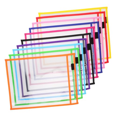 SOPOTUTU 30 Stück Teiliges Abwischbare Wiederverwendbare PVC Dry Erase Taschen mit Stifthalter und Metallöse Transparente Schreib und Wischhüllen für Büro und Schule Wasser von SOPOTUTU