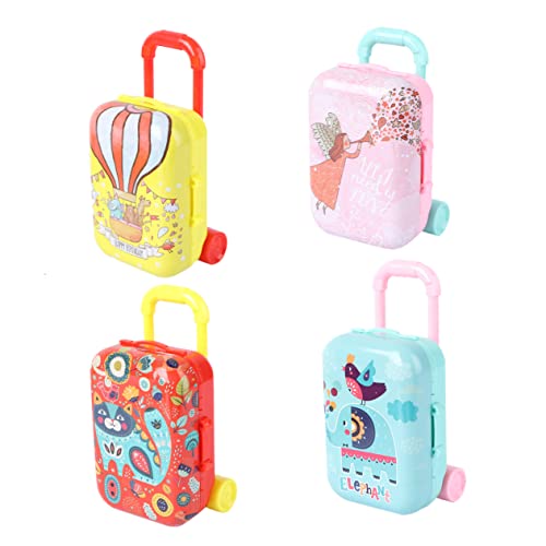 SOPOTUTU 4 Stück Kinderspielhaus Spielzeugauto Trolley Tragbarer Koffer Mini Gepäckkoffer Simulation Koffer Lernspielzeug Kinderspielzeug Abs Kunststoff von SOPOTUTU