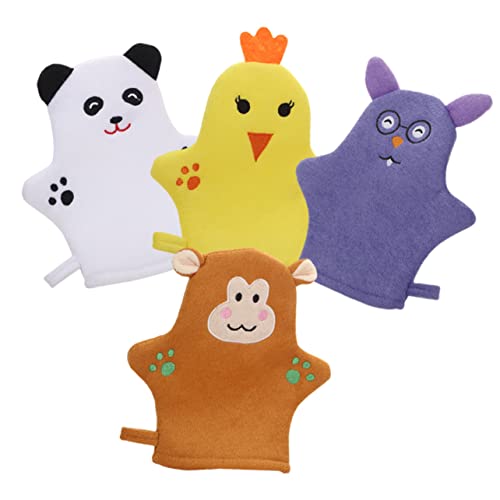 SOPOTUTU 4stücke Körperpeeling Handschuh Badehandschuhe Mit Cartoon-motiven Für Junge Mädchen Peeling-duschhandschuh Für Effektive Hautreinigung Und Massage Tragbar Und Leicht Zu Tragen von SOPOTUTU