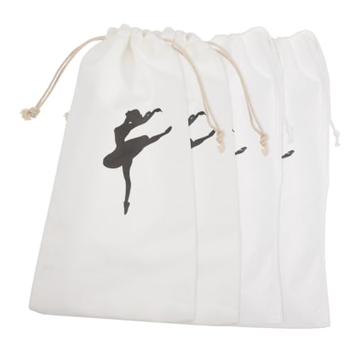 SOPOTUTU 4 Stück Teiliges Ballettschuh Aufbewahrungsset mit Kordelzug Robuste Baumwolltaschen Atmungsaktiv und Geruchsneutral für Mädchen Tanzschuhe und Zubehör Praktische von SOPOTUTU