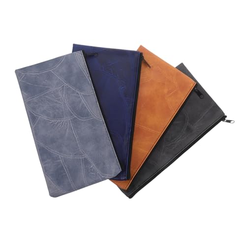 SOPOTUTU 4 Stück Teiliges Bank Einzahltaschen mit Reißverschluss PU Geldbörse und Kratzfest Großer Organizer für Bargeld Kosmetik Münzen Rechnungen und Werkzeuge Vielseitig und Robust von SOPOTUTU