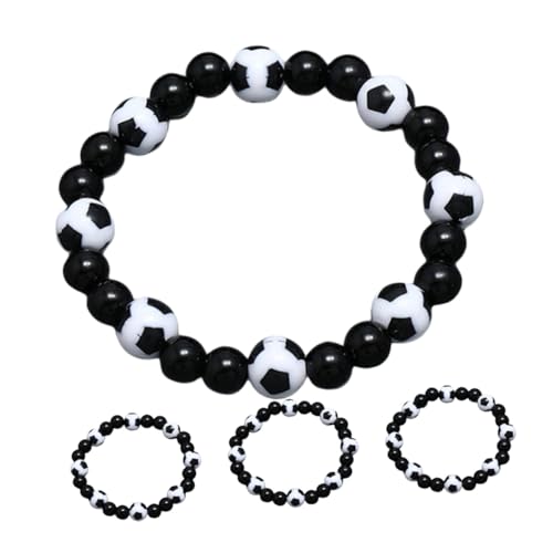 SOPOTUTU 4 Stück Teiliges Fußball Armband Herren Leichte Soccer Charm Perlen Armbänder Sportliches Design für Fußballfans Tägliches Tragen und Sportveranstaltungen von SOPOTUTU