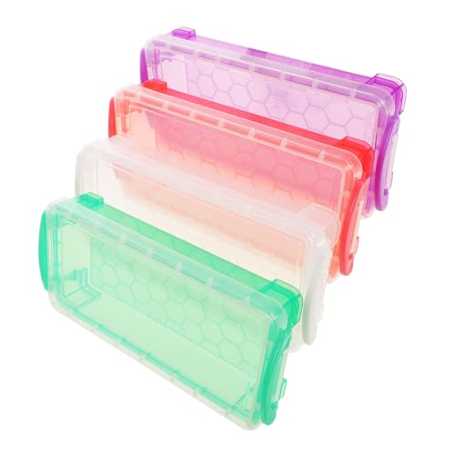 SOPOTUTU 4 Stück Teiliges Kunststoff Stifteboxen Große Kapazität Multifunktionale Durchsichtige Aufbewahrungsboxen für Schüler und Künstler Schreibtisch Organizer von SOPOTUTU