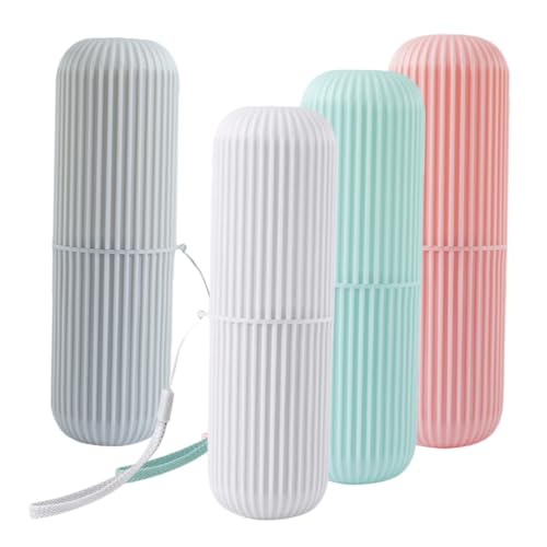 SOPOTUTU 4 Stück Teiliges Tragbares Zahnbürsten Etui aus Multifunktionaler Reise Organizer für Zahnbürste und Zahnpasta Kompakter Zahnputzbecher für Outdoor Camping und Geschäftsreisen von SOPOTUTU