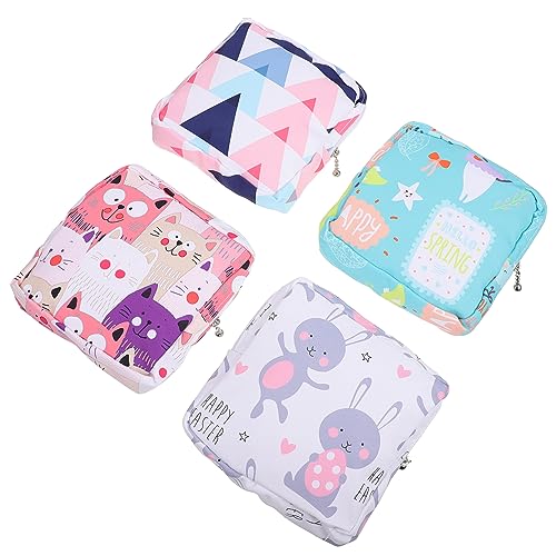 SOPOTUTU 4stücke Aufbewahrungsbeutel Für Damenbinden Und Tragbare Taschen Aus Baumwolle Mit Reißverschluss Für Mädchen Und Frauen Geeignet Für Schule Büro Und Outdoor von SOPOTUTU