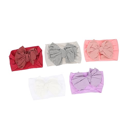 SOPOTUTU 5 Stück Haarbänder mit Schleifen Elastische Nylon Kopfbedeckung für Neugeborene Atmungsaktiv und Hautfreundlich für Täglichen Gebrauch und Besondere Anlässe von SOPOTUTU