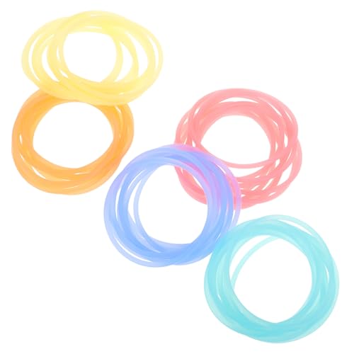 SOPOTUTU 50 Stück Silikon Jelly Armbänder in Leuchtfarben Elastische Haargummis und Bunte Party Accessoires für Jugendliche für Outdoor Spiele und Sommerspaß von SOPOTUTU
