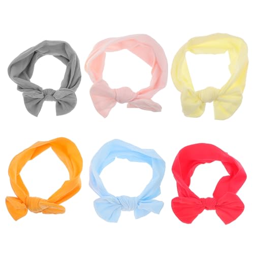 SOPOTUTU 6 Stück Haarbänder mit Schleifen Elastische Kopfbedeckung für Neugeborene und Kleinkinder Süße Haaraccessoires für Mädchen und Blumenmädchen von SOPOTUTU