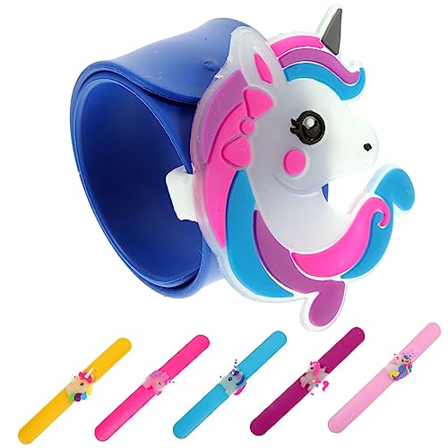 SOPOTUTU 6 Stück Teiliges Einhorn Silikon Slap Armband Kinderfreundlich Leuchtend Langlebig als Partygeschenk für Kinderhandgelenk Deko von SOPOTUTU