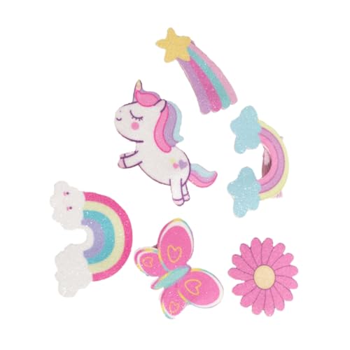 SOPOTUTU 6 Stück Teiliges Haarspangen Einhorn mit Glitzer Bunte Haarklammern für Mädchen Weiche Seitenclips für Kleinkinder Haarschmuck Accessoires für Alltag und Festtage von SOPOTUTU