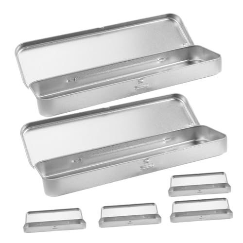 SOPOTUTU 6 Stück Teiliges Tinplate Federmäppchen Metall Stiftebox mit Klappdeckel Wasserabweisend Handlich und Robust für Schüler und Büro Schreibwaren Organizer von SOPOTUTU