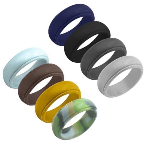 SOPOTUTU 8 Stück Teiliges Silikon Finger Ring Flexibel für Herren Outdoor Sport Laufen Wandern Stilvolle Bequeme Finger Dekoration in Farben Robust für Training Schwimmen Manuelle Arbeit von SOPOTUTU