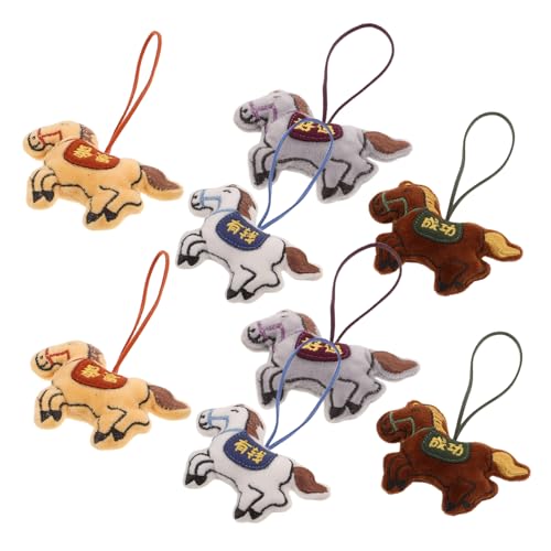 SOPOTUTU 8stücke Plüsch-pferd-taschenanhänger Kleiner Pferde-plüschanhänger Charmantes Pferdemaskottchen Stofftier-ornament Für Rucksack Auto-dekoration Partygeschenk Chinesisches von SOPOTUTU