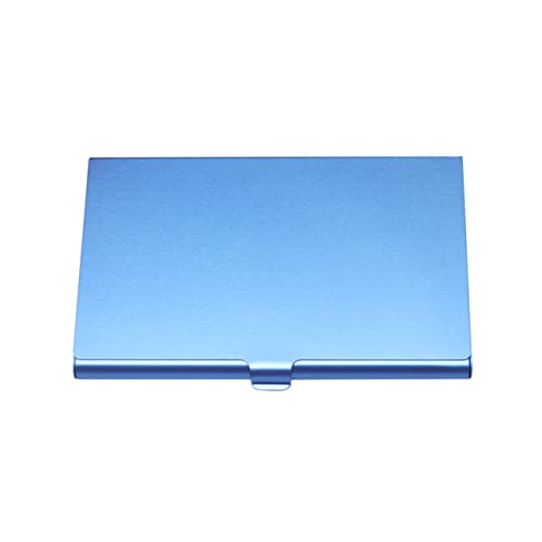 SOPOTUTU Aluminium Visitenkartenetui Blau Tragbarer Business Organizer für Kreditkarten und Visitenkarten Eleganter Halter für Professionelle Auftritte für Büro und Unterwegs von SOPOTUTU