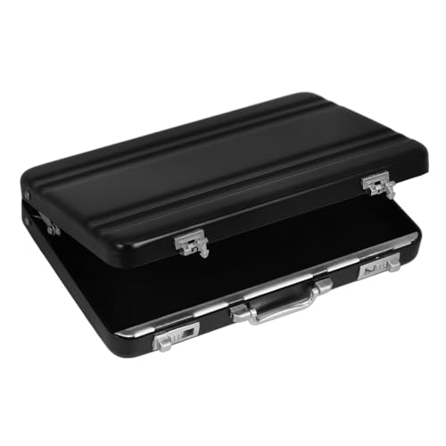 SOPOTUTU Aluminium Visitenkartenetui mit Zahlenschloss Kompakte Business Card Box aus Robustem Leichtem Material Großer Stauraum für Bürokarten Praktischer Organizer für Meetings Schwarz von SOPOTUTU