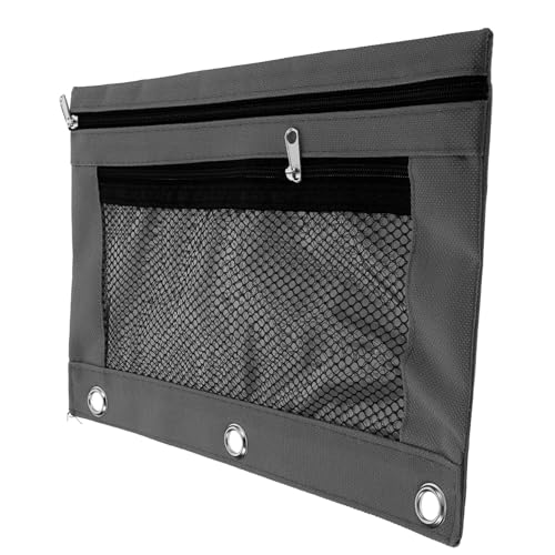 SOPOTUTU Binder Pencil Pouch mit Reißverschluss Oxford Ordner Tasche Transparente Dokumenten und Stifttasche Große Kapazität Praktischer Organizer für Büro und Schule Graue Ordnerhülle von SOPOTUTU