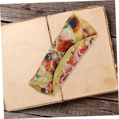 SOPOTUTU Canvas Federmäppchen mit Realistischem Pizza Runde Stifterolle aus Robustem Canvas Leichter und Kompakter Federtasche für Stifte Marker Pinsel Wiederverwendbar und Handfreundlich von SOPOTUTU