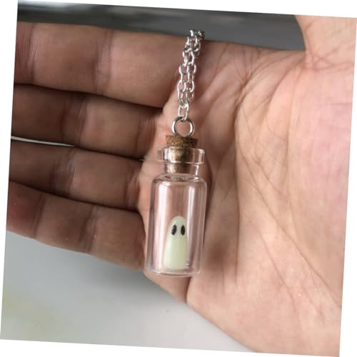 SOPOTUTU Glasflasche Halskette mit Grün Leuchtendem Anhänger Gothic Stil Handgefertigt Dekoratives Halloween Schmuckstück Zierliche Kettenanhänger für Damen und Herren von SOPOTUTU
