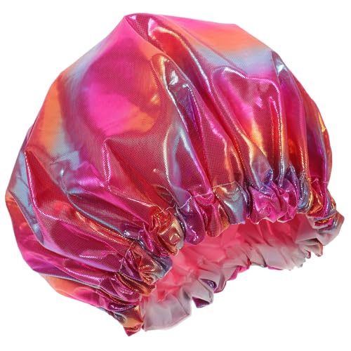 SOPOTUTU Große Duschhaube Damen Doppellagige Wasserdichte Badekappe für Langes Haar Elastisches Band Wiederverwendbare Haarhaube für Duschen Nächte und Spa Geeignet für Erwachsene von SOPOTUTU