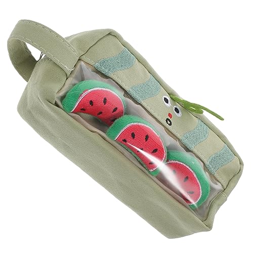 SOPOTUTU Großes Canvas Mäppchen mit Reißverschluss Geräumiges Federmäppchen für Stifte und Schreibwaren Niedliche Grüne Wassermelonen Tasche Schüler Etui für Schule und Büro von SOPOTUTU