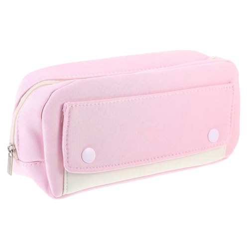 SOPOTUTU Großes Federmäppchen aus Polyester mit Klappe und Druckknopf Tragbares Mäppchen für Stifte Münzen Lineal Kompakte Tasche für Schule und Büro Pencil Case für Mädchen und Erwachsene von SOPOTUTU