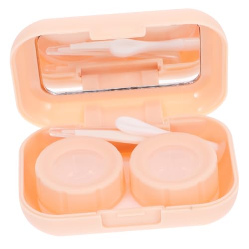 SOPOTUTU Kompaktes Kontaktlinsen Etui mit Spiegel aus Robustem Milchig Mattem Material Auslaufsicherer Doppelbehälter für Reisen und Alltag Praktische Aufbewahrung für Frauen und Mädchen von SOPOTUTU