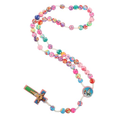 SOPOTUTU Bunte Kreuzhalskette Für Damen Handgemachte Rosen-perlen Gebetskette Delikater Kreuzanhänger Für Mädchen Für Weihnachten Und Besondere Anlässe von SOPOTUTU
