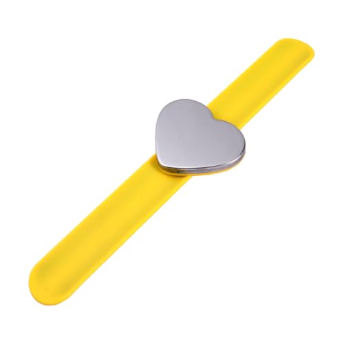 SOPOTUTU Magnetisches Silikon Slap Bracelet Herzform Handgelenkband mit Starkem Magneten Einfach zu Tragen Vielseitig als Nadelhalter Beim Nähen Geeignet für Salon und Alltag Gelb von SOPOTUTU