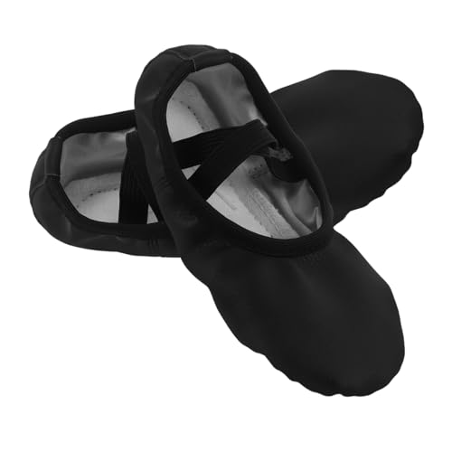 SOPOTUTU PU Balletschuhe Damen und Mädchen Weiche rutschfeste Tanzschläppchen ohne Schnürsenkel Atmungsaktive Ballett Flats mit Glattem PU-Obermaterial Flexible Tanzschuhe für Bühne und von SOPOTUTU