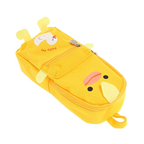 SOPOTUTU Portables Federmäppchen aus Hochwertigem Canvas Große Kapazität Glatter Reißverschluss mit Tragegriff Vielseitiges Stiftemäppchen für Mädchen Kreatives Lässiges Design Gelb von SOPOTUTU