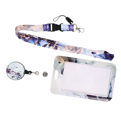 SOPOTUTU Kreativer Und Eleganter Aus PVC Mit Glitzer-marmor-Design Einziehbare Schnur Tragbar Für Büro Veranstaltungen Und Ausstellungen Für Personalausweise Studentenausweise Bankkarten von SOPOTUTU