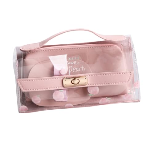 SOPOTUTU Transparente Kosmetiktasche Große Kapazität Federmäppchen Einfaches Design Vielseitige Aufbewahrungstasche für Schule Reisen Damen Mädchen Rosa von SOPOTUTU