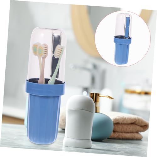 SOPOTUTU Transparenter Tragbarer Zahnbürsten Organizer mit Abnehmbarem Reisebecher Wiederverwendbare Aufbewahrungsbox für Zahnbürste und Zahnpasta für Camping Reisen und Alltag von SOPOTUTU