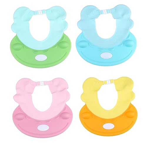 SOPOTUTU Verstellbare Bademütze mit Ohren und Augenschutz Leichter Shampoo Hut für Verstellbar Cartoonfarben Schützt Beim Haarewaschen und Baden von SOPOTUTU