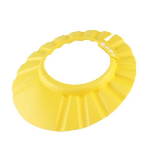 SOPOTUTU Verstellbare Duschhaube aus Wasserfestem Leichtem EVA mit Elastischem Kopfschutz und Hitzebeständigem Material Gelb Geeignet für Junge Mädchen Ab Kopfumfang Schützt Augen und Ohren von SOPOTUTU