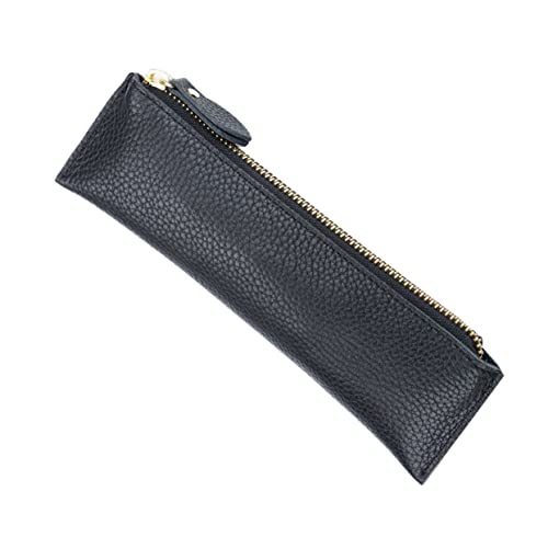 SOPOTUTU Vintage Leder Stifthülle Kreative Stiftetasche für Füllfederhalter und Bleistifte Schützt und Lagert Schreibutensilien für Schule und Büro Schwarz mit Strukturiertem Design von SOPOTUTU