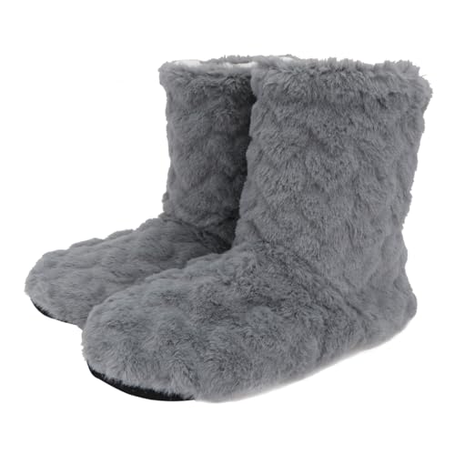SOPOTUTU Warme Rutschfeste Tanzstiefel für Damen und Herren Hohe Indoor Hausschuhe mit Dicker Sohle Weiche Bequeme Bodenstiefel für Herbst und Winter Dunkelgrau von SOPOTUTU
