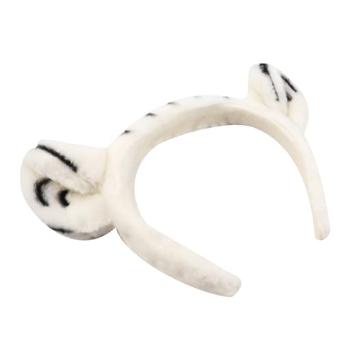 SOPOTUTU Weiches Bequemes Haarband mit Tigerohren Niedliches Tierohren Haarreif für Damen und Kopfbedeckung für Partys und Cosplay Weißes Plüsch Accessoire von SOPOTUTU