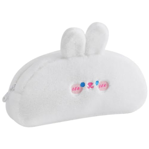 SOPOTUTU Weiches Cartoon Federmäppchen mit Reißverschluss Großes Stifteetui für Schule und Makeup Flauschige Schreibwaren Tasche Vielseitiger Organizer für Schüler und Kosmetik Weißer Hase von SOPOTUTU