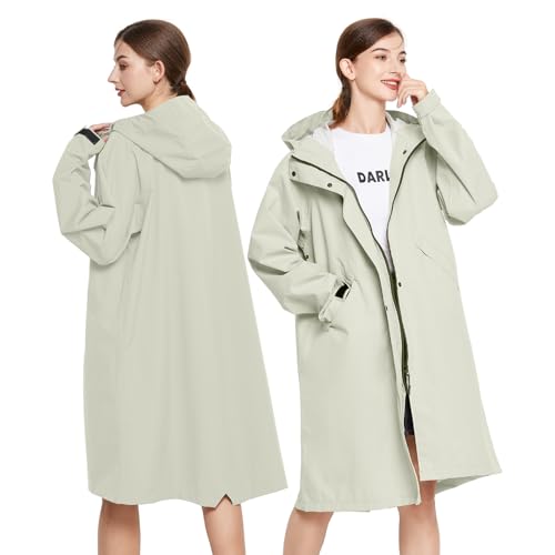 SOPPY Regenmantel für Damen, leicht, lang, wasserdicht, Regenjacken, GRAU, Large von SOPPY