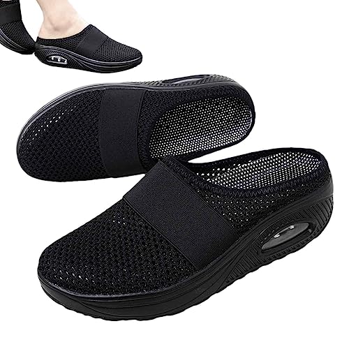 SOPTEC Slip-On-Schuh für Damen | rutschfeste Wanderschuhe für Reisen | Orthopädische Diabetiker-Luftpolstersandalen zur Unterstützung des Fußgewölbes, Bequeme, atmungsaktive Turnschuhe für Damen von SOPTEC