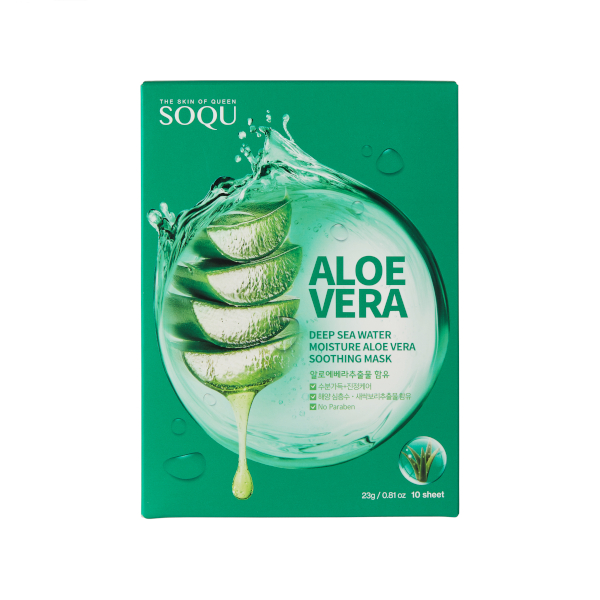 SOQU - Deep Sea Water Moisture Aloe Vera Soothing Mask - 23g*10 sheets von SOQU