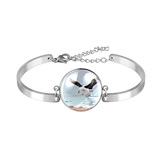 Edelstahl-Charm-Kette, verstellbare Größe, Armband, ein Wanderndes Albatross At Sea für Frauen und Mädchen von SORANO